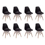 Ficha técnica e caractérísticas do produto Conjunto 8 Cadeiras Charles Eames Eiffel Wood Base Madeira - Preto
