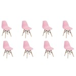 Ficha técnica e caractérísticas do produto Conjunto 8 Cadeiras Charles Eames Eiffel Wood Base Madeira - Rosa - Magazine Decor