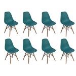 Ficha técnica e caractérísticas do produto Conjunto 8 Cadeiras Charles Eames Eiffel Wood Base Madeira - Turquesa - Magazine Decor