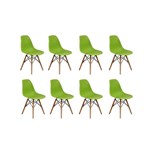 Ficha técnica e caractérísticas do produto Conjunto 8 Cadeiras Charles Eames Eiffel Wood Base Madeira - Verde - Magazine Decor