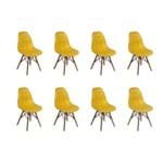 Ficha técnica e caractérísticas do produto Conjunto 8 Cadeiras Dkr Charles Eames Wood Estofada Botonê Amarela