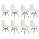 Ficha técnica e caractérísticas do produto Conjunto 8 Cadeiras Dkr Charles Eames Wood Estofada Botonê - Branco