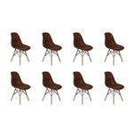 Ficha técnica e caractérísticas do produto Conjunto 8 Cadeiras Dkr Charles Eames Wood Estofada Botonê - Marrom - Magazine Decor