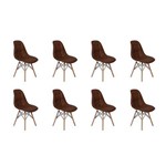 Ficha técnica e caractérísticas do produto Conjunto 8 Cadeiras Dkr Charles Eames Wood Estofada Botonê - Marrom