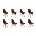 Ficha técnica e caractérísticas do produto Conjunto 8 Cadeiras Dkr Charles Eames Wood Estofada Botonê - MARROM