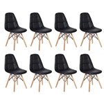 Ficha técnica e caractérísticas do produto Conjunto 8 Cadeiras Dkr Charles Eames Wood Estofada Botonê Preta - Magazine Decor