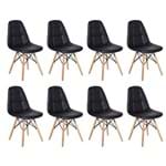 Ficha técnica e caractérísticas do produto Conjunto 8 Cadeiras Dkr Charles Eames Wood Estofada Botonê Preta