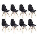 Ficha técnica e caractérísticas do produto Conjunto 8 Cadeiras Dkr Charles Eames Wood Estofada Botonê - Preto