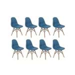 Ficha técnica e caractérísticas do produto Conjunto 8 Cadeiras Dkr Charles Eames Wood Estofada Botonê - Turquesa