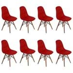 Ficha técnica e caractérísticas do produto Conjunto 8 Cadeiras Dkr Charles Eames Wood Estofada Botonê Vermelha
