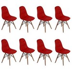 Ficha técnica e caractérísticas do produto Conjunto 8 Cadeiras Dkr Charles Eames Wood Estofada Botonê - Vermelho Carne