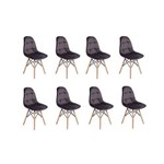 Ficha técnica e caractérísticas do produto Conjunto 8 Cadeiras Eiffel Botonê Estofada Veludo Base Madeira - Grafite