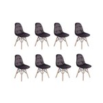 Ficha técnica e caractérísticas do produto Conjunto 8 Cadeiras Eiffel Botonê Estofada Veludo Base Madeira - GRAFITE