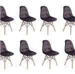Ficha técnica e caractérísticas do produto Conjunto 8 Cadeiras Eiffel Botonê Estofada Veludo Base Madeira - GRAFITE