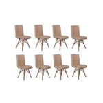 Ficha técnica e caractérísticas do produto Conjunto 8 Cadeiras Eiffel Gomos Estofada Base Madeira - BEGE