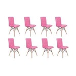 Ficha técnica e caractérísticas do produto Conjunto 8 Cadeiras Eiffel Gomos Estofada Base Madeira - PINK