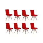 Ficha técnica e caractérísticas do produto Conjunto 8 Cadeiras Eiffel Gomos Estofada Base Madeira - Vermelha