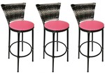 Ficha técnica e caractérísticas do produto Conjunto 3 Banquetas Eleganza Junco Degrade Assento Pink - Itagold - 24
