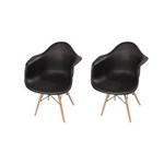 Ficha técnica e caractérísticas do produto Conjunto 2 Cadeira Charles Eames Wood - Daw - com Braços - Design Amarela