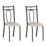 Ficha técnica e caractérísticas do produto Conjunto 2 Cadeiras 023 Cromo Preto e Estampa Rattan