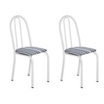 Ficha técnica e caractérísticas do produto Conjunto 2 Cadeiras 005 Branco e Preto Listrado