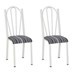 Conjunto 2 Cadeiras 021 Branco e Preto Listrado