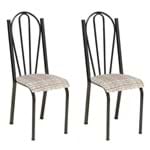Ficha técnica e caractérísticas do produto Conjunto 2 Cadeiras 021 Cromo Preto e Estampa Rattan