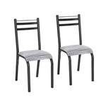 Conjunto 2 Cadeiras Aço Luna Clássica Ciplafe Preto/Branco