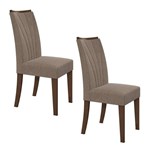 Conjunto 2 Cadeiras Apogeu Móveis Lopas Imbuia/Velvet Linho Bege