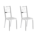 Ficha técnica e caractérísticas do produto Conjunto 2 Cadeiras Carraro 1722 Cromada Tecil Branco