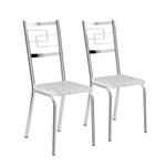 Ficha técnica e caractérísticas do produto Conjunto 2 Cadeiras Carraro 1722 Tecil Fantasia Branco Cromada - Móveis Carraro