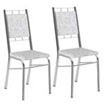 Ficha técnica e caractérísticas do produto Conjunto 2 Cadeiras Carraro 1724 - Cromado/fantasia Branco
