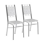 Ficha técnica e caractérísticas do produto Conjunto 2 Cadeiras Carraro 1724 Tecil Fantasia Branco Cromada - Móveis Carraro