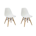 Ficha técnica e caractérísticas do produto Conjunto 2 Cadeiras Charles Eames Eiffel com Base Madeira - Branca - Fortt