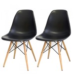 Ficha técnica e caractérísticas do produto Conjunto 2 Cadeiras Charles Eames Eiffel com Base Madeira - Preto - Fortt