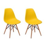 Ficha técnica e caractérísticas do produto Conjunto 2 Cadeiras Charles Eames Eiffel Wood Base Madeira - AMARELO