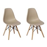 Ficha técnica e caractérísticas do produto Conjunto 2 Cadeiras Charles Eames Eiffel Wood Base Madeira - BEGE
