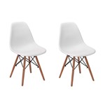 Ficha técnica e caractérísticas do produto Conjunto 2 Cadeiras Charles Eames Eiffel Wood Base Madeira - Branca - Magazine Decor