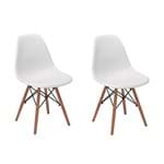 Ficha técnica e caractérísticas do produto Conjunto 2 Cadeiras Charles Eames Eiffel Wood Base Madeira - Branca