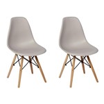 Ficha técnica e caractérísticas do produto Conjunto 2 Cadeiras Charles Eames Eiffel Wood Base Madeira - Cinza - Magazine Decor