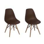 Ficha técnica e caractérísticas do produto Conjunto 2 Cadeiras Charles Eames Eiffel Wood Base Madeira - MARROM