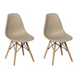 Ficha técnica e caractérísticas do produto Conjunto 2 Cadeiras Charles Eames Eiffel Wood Base Madeira - Nude - Magazine Decor