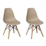 Conjunto 2 Cadeiras Charles Eames Eiffel Wood Base Madeira - Nude