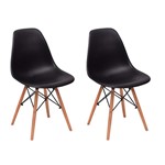 Ficha técnica e caractérísticas do produto Conjunto 2 Cadeiras Charles Eames Eiffel Wood Base Madeira - Preta - Magazine Decor