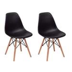 Ficha técnica e caractérísticas do produto Conjunto 2 Cadeiras Charles Eames Eiffel Wood Base Madeira - Preta