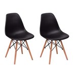 Ficha técnica e caractérísticas do produto Conjunto 2 Cadeiras Charles Eames Eiffel Wood Base Madeira - PRETO