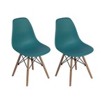 Ficha técnica e caractérísticas do produto Conjunto 2 Cadeiras Charles Eames Eiffel Wood Base Madeira - Turquesa - Magazine Decor