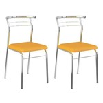 Conjunto 2 Cadeiras Cromada 1708 Amarelo Ouro e