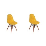 Ficha técnica e caractérísticas do produto Conjunto 2 Cadeiras DKR Charles Eames Wood Estofada Botonê - Amarela