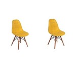 Ficha técnica e caractérísticas do produto Conjunto 2 Cadeiras DKR Charles Eames Wood Estofada Botonê - Amarelo Claro